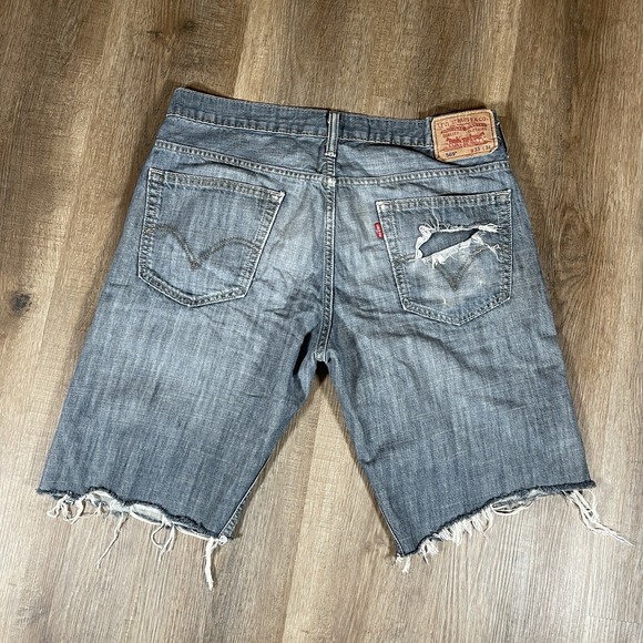 Levis Men's 569 Loose Straight Denim Cutoff Shorts Size 33 Jorts Dark Wash - Picture 8 of 15